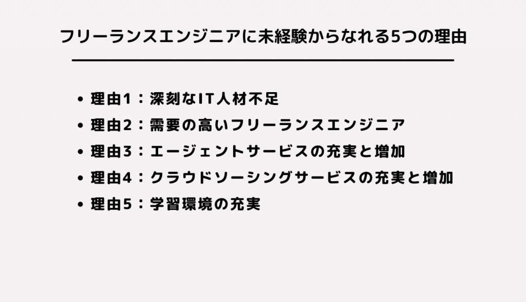 フリーランスエンジニアに未経験からなれる5つの理由